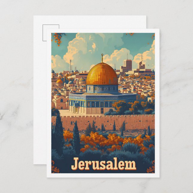 Illustration av konstresor i Jerusalem Vykort (Fram/baksida)