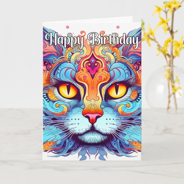Illustration av kreativ Kattunge Kort (Gul blomma)