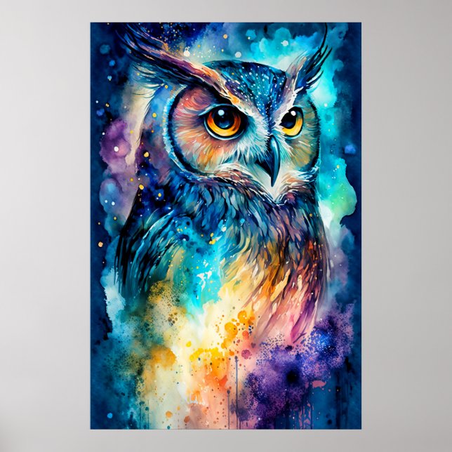 Illustration av kreativ Perched Uggla Poster (Framsidan)