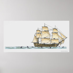 Illustration av krigsfartyg från slutet av 1800-ta poster