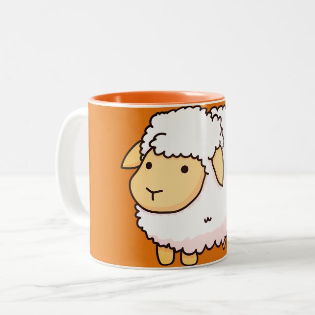 Illustration av kute, vita får Två-Tonad mugg (Framsida vänster)