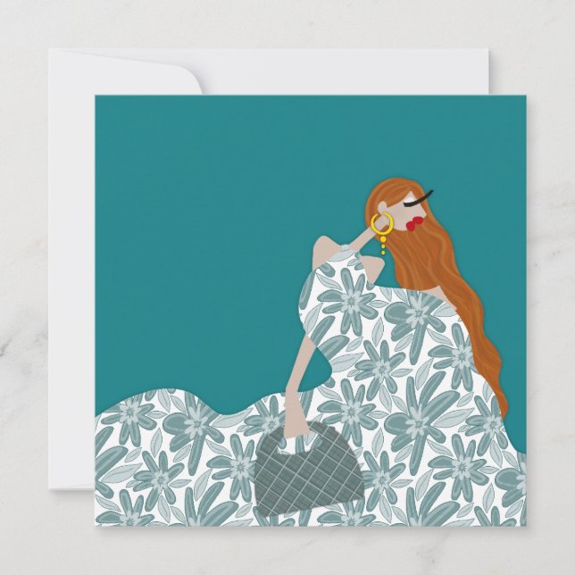 Illustration av kvinnlig Blommigt Garden Party Mod Inbjudningar (Framsida)