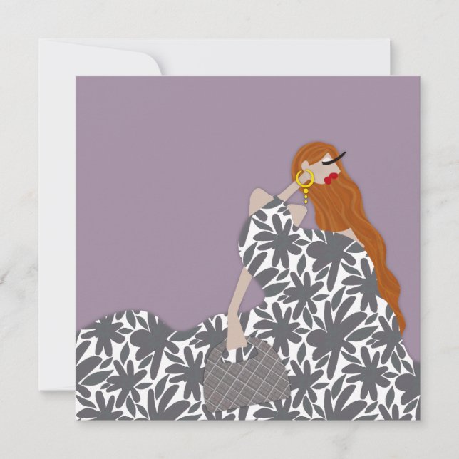 Illustration av kvinnlig Blommigt Garden Party Mod Inbjudningar (Framsida)