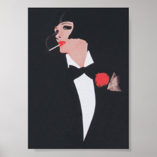 Illustration av kvinnlig rök i Vintage Mode Poster