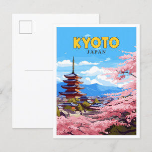 illustration av Kyoto Japan vintage resor Vykort