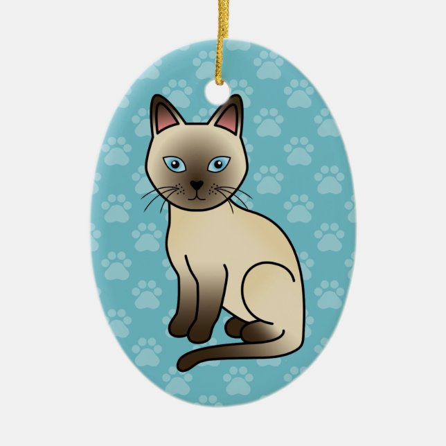 Illustration av lätt beige Färg Tonkinese-ras Julgransprydnad Keramik (Framsidan)
