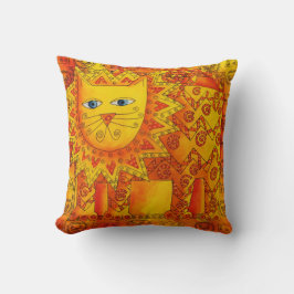 Illustration av lejon i vattenfärg med mönster kudde