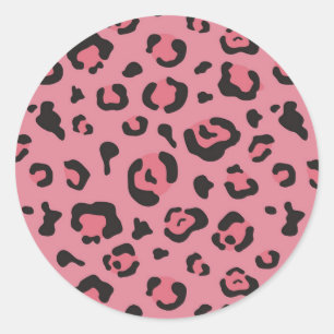 Illustration av leopard Rosa Animal Runt Klistermärke