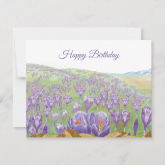 Illustration av lila krokusblommor på Spring Hill Kort