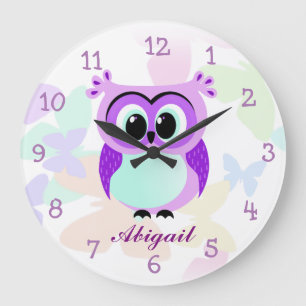 illustration av lila och lera mor och baby uggla stor klocka