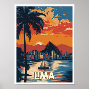 Illustration av Lima Beach Peru Art Vintage resor Poster