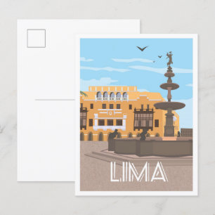 Illustration av Lima Peru Art Vintage resor Vykort
