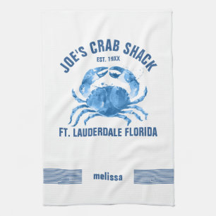 Illustration av ljus för ljusblå Crab-handvattenfä Kökshandduk