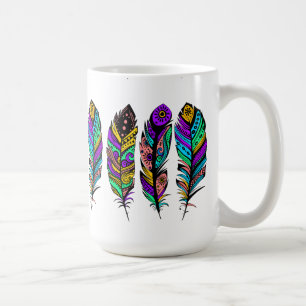 illustration av ljusa färger stamfjädrar kaffemugg