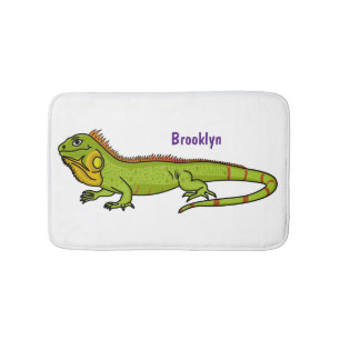 illustration av lycklig grönt iguana-tecknaden badrumsmatta
