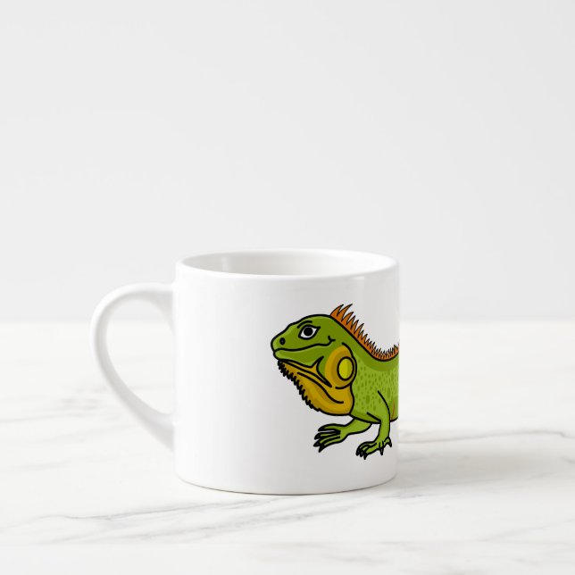 illustration av lycklig grönt iguana-tecknaden espressomugg (Vänster)