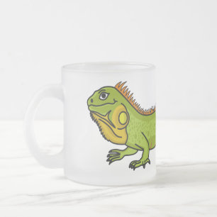 illustration av lycklig grönt iguana-tecknaden frostad glasmugg