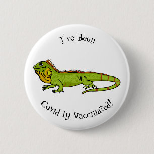 illustration av lycklig grönt iguana-tecknaden knapp