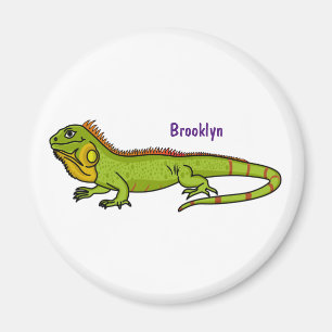 illustration av lycklig grönt iguana-tecknaden magnet