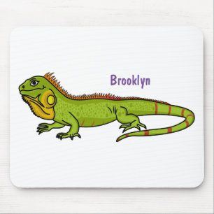 illustration av lycklig grönt iguana-tecknaden musmatta