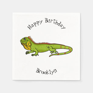 illustration av lycklig grönt iguana-tecknaden pappersservett