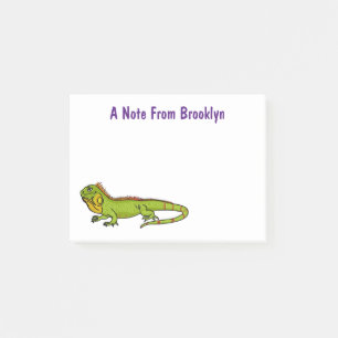illustration av lycklig grönt iguana-tecknaden post-it block