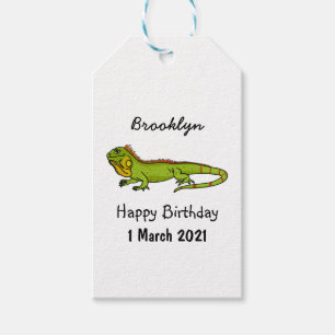 illustration av lycklig grönt iguana-tecknaden presentetikett