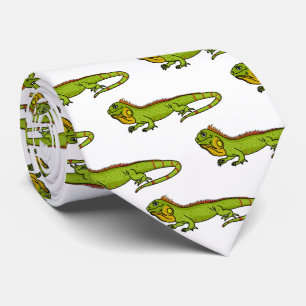 illustration av lycklig grönt iguana-tecknaden slips