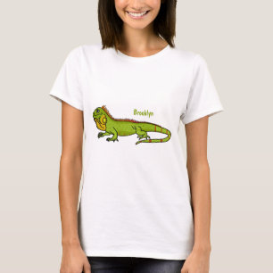 illustration av lycklig grönt iguana-tecknaden t shirt