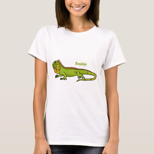 illustration av lycklig grönt iguana-tecknaden t shirt (Framsida)