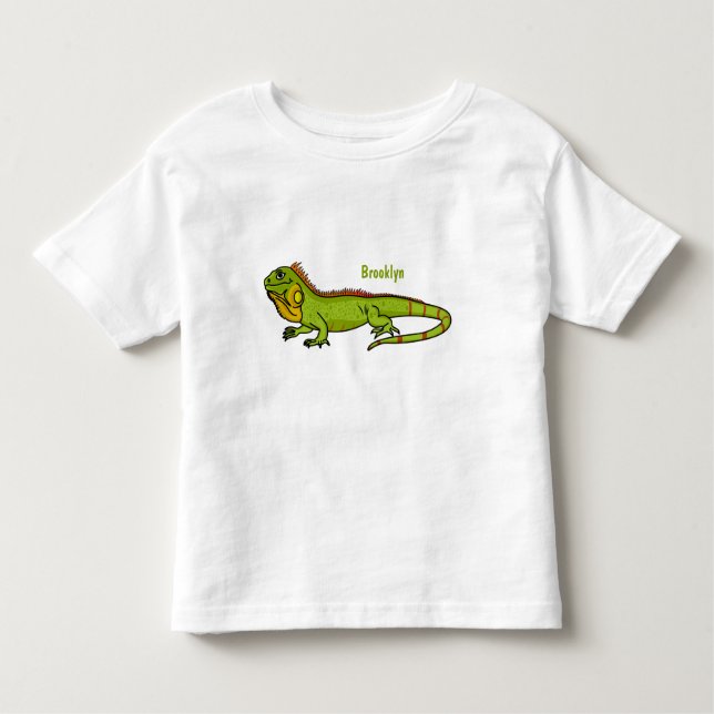 illustration av lycklig grönt iguana-tecknaden t shirt (Framsida)