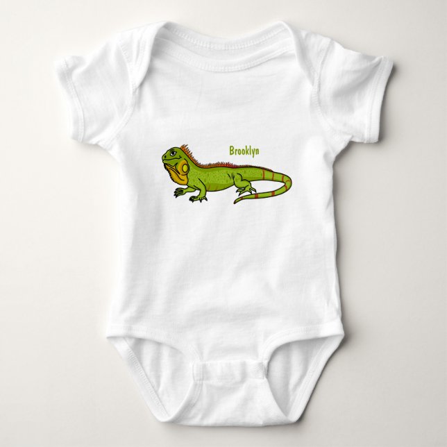 illustration av lycklig grönt iguana-tecknaden t shirt (Framsida)