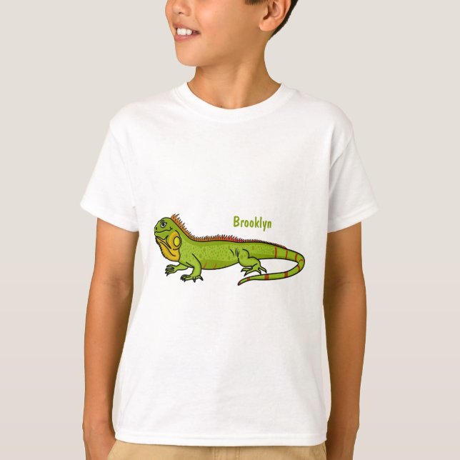 illustration av lycklig grönt iguana-tecknaden t shirt (Framsida)