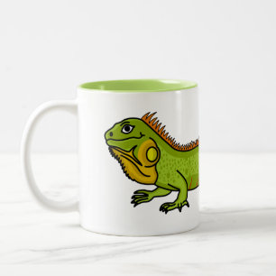 illustration av lycklig grönt iguana-tecknaden Två-Tonad mugg