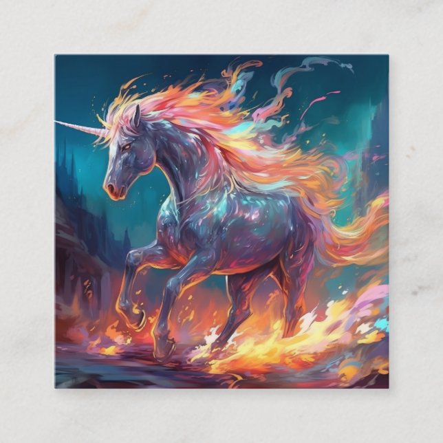 Illustration av Magic Unicorns Fyrkantigt Visitkort (Framsida)
