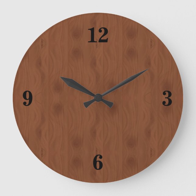 Illustration av Mahogany Red Wood Grain Stor Klocka (Framsida)