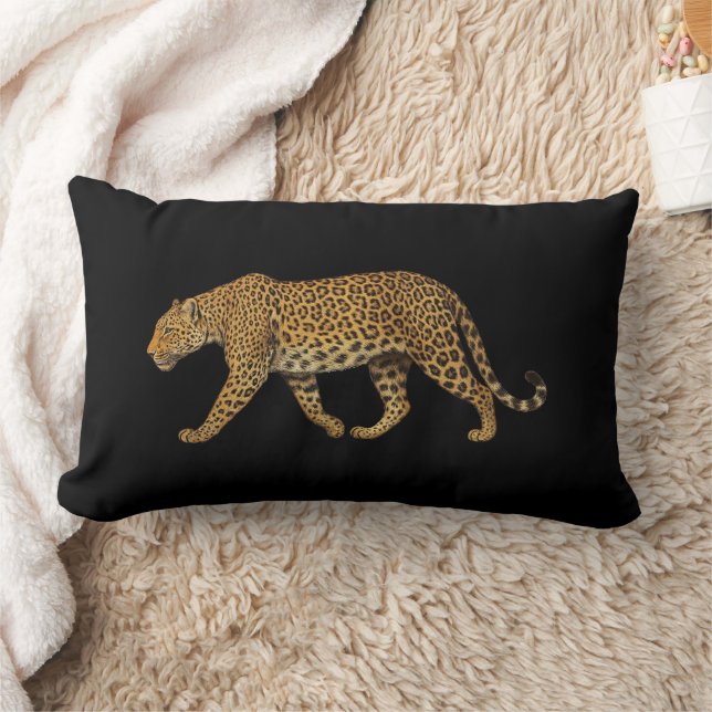 Illustration av Majestic Walking Leopard Lumbarkudde (Filt)