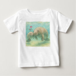 Illustration av mamma och baby manat i akvarell – t shirt