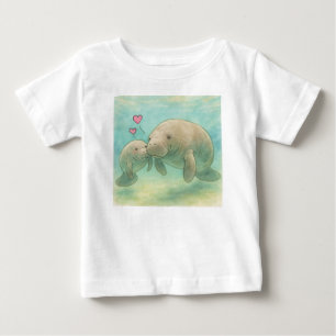 Illustration av mamma och baby manat i akvarell – t shirt