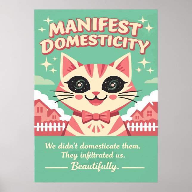 Illustration av Manifest Domesticitet Katt Poster (Framsidan)