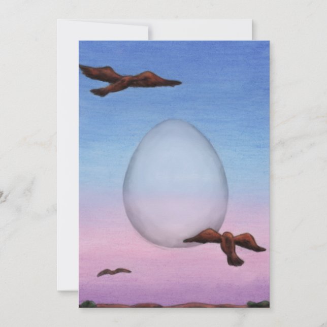 illustration av manligt ägg omgivet av fåglar julkort (Framsida)