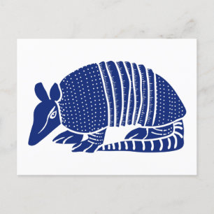 Illustration av marin blå armadillo-grafik vykort