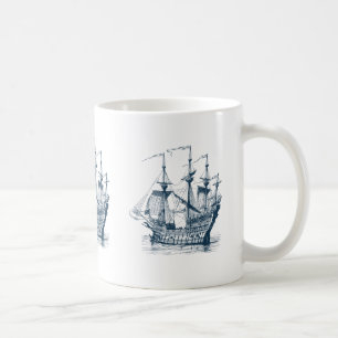 Illustration av marinblått Vind för segling av sjö Kaffemugg