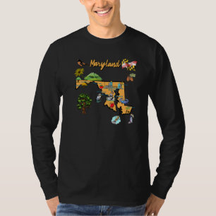 Illustration av Maryland Karta Turist Pl i hand pl T Shirt