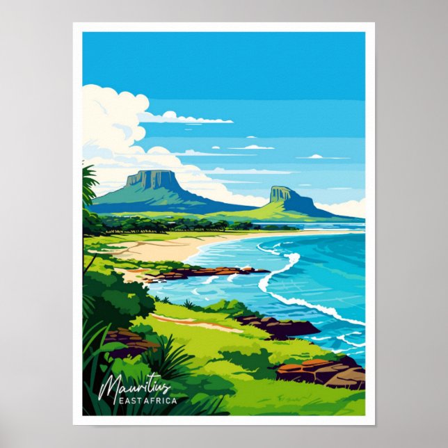 illustration av Mauritius Öster Afrika Travel Vint Poster (Framsidan)