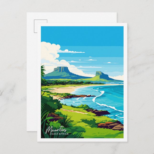 illustration av Mauritius Öster Afrika Travel Vint Vykort (Fram/baksida)