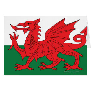 Illustration av medborgareflagga av Wales, med Hälsningskort