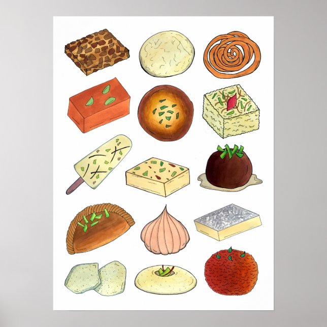 Illustration av Mithai Indian Sweets Confectionery Poster (Framsidan)