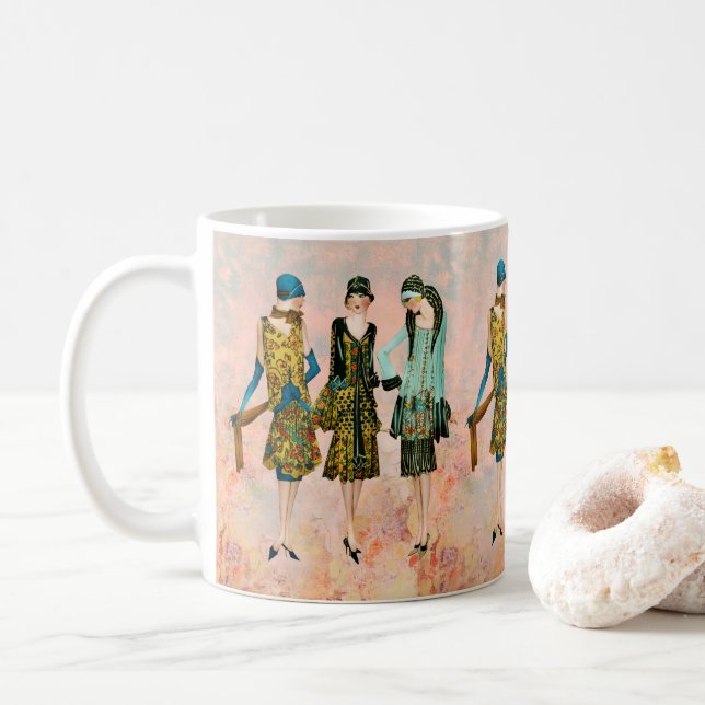 Illustration av Mode i vintage 1930 Kaffemugg (Med munk)