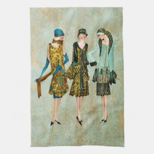 Illustration av Mode i vintage 1930 Kökshandduk